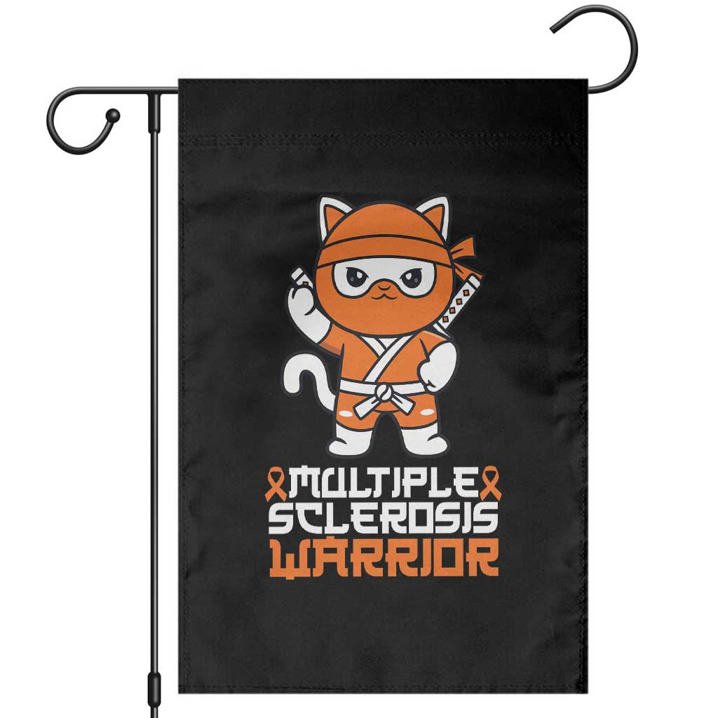 Multiple Sclerosis Warrior Garden Flag Orange Ribbon MS Ninja - Wonder Print Shop
