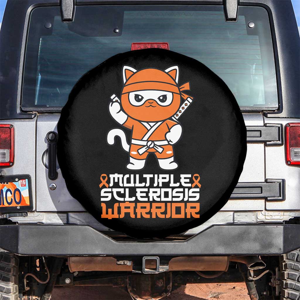 Multiple Sclerosis Warrior Spare Tire Cover Orange Ribbon MS Ninja