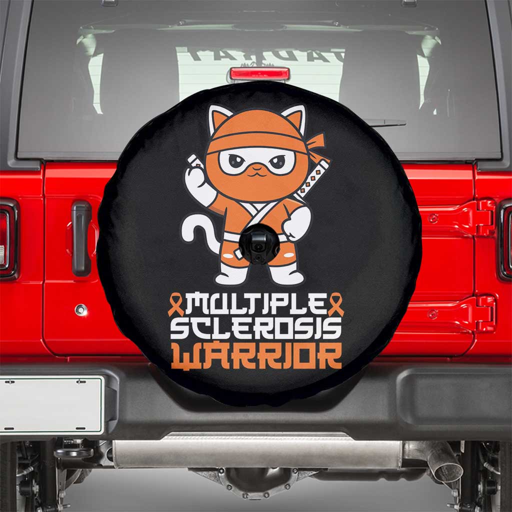 Multiple Sclerosis Warrior Spare Tire Cover Orange Ribbon MS Ninja