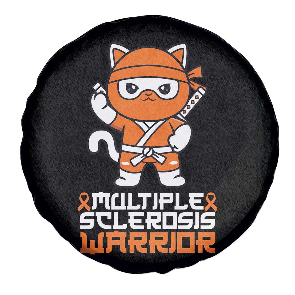 Multiple Sclerosis Warrior Spare Tire Cover Orange Ribbon MS Ninja