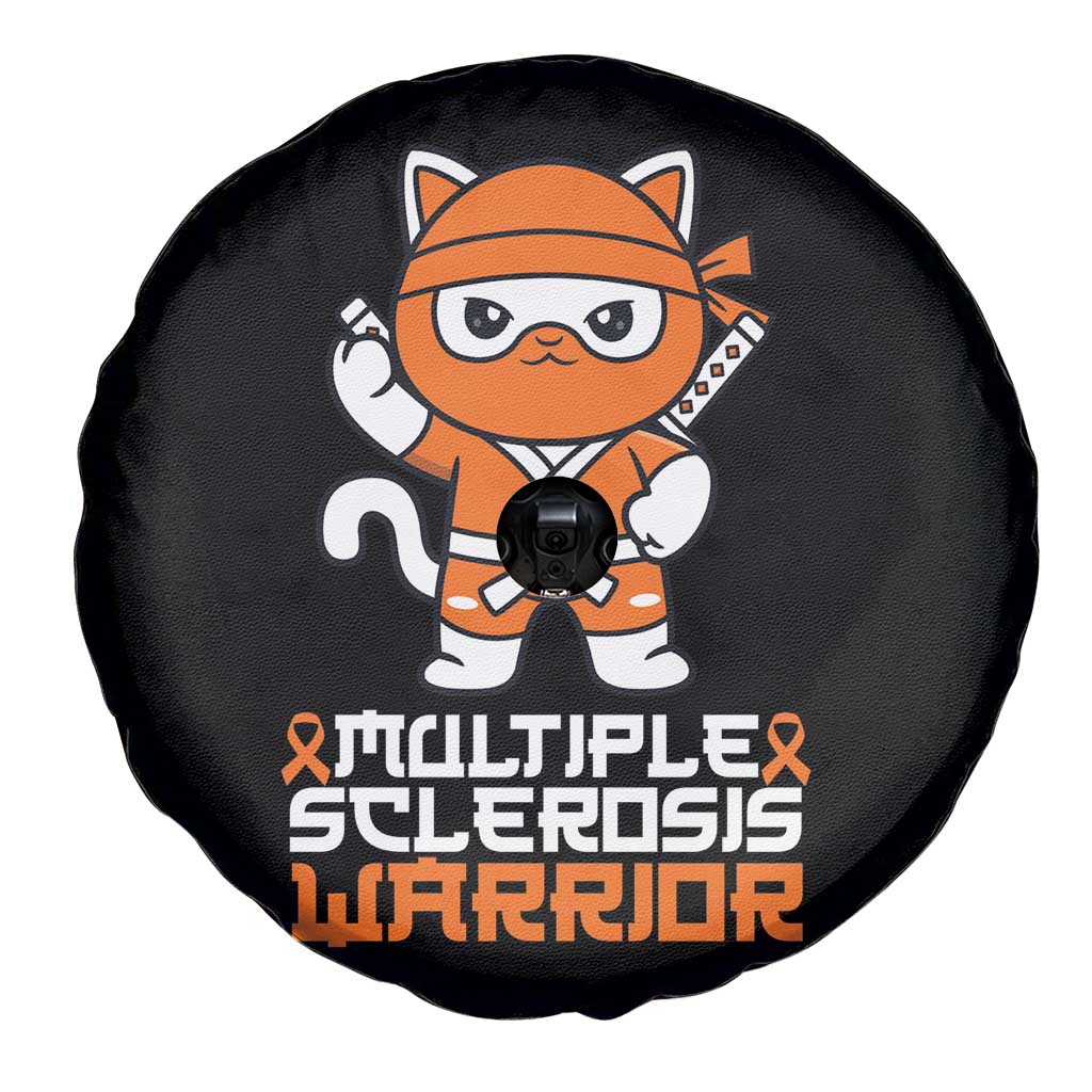 Multiple Sclerosis Warrior Spare Tire Cover Orange Ribbon MS Ninja