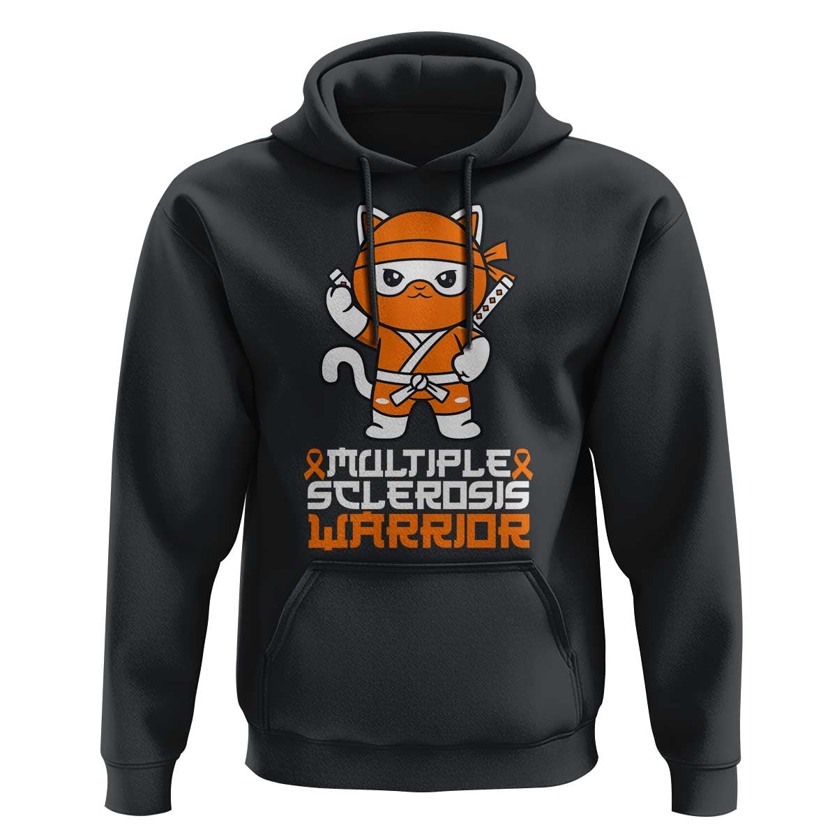 Multiple Sclerosis Warrior Hoodie Orange Ribbon MS Ninja