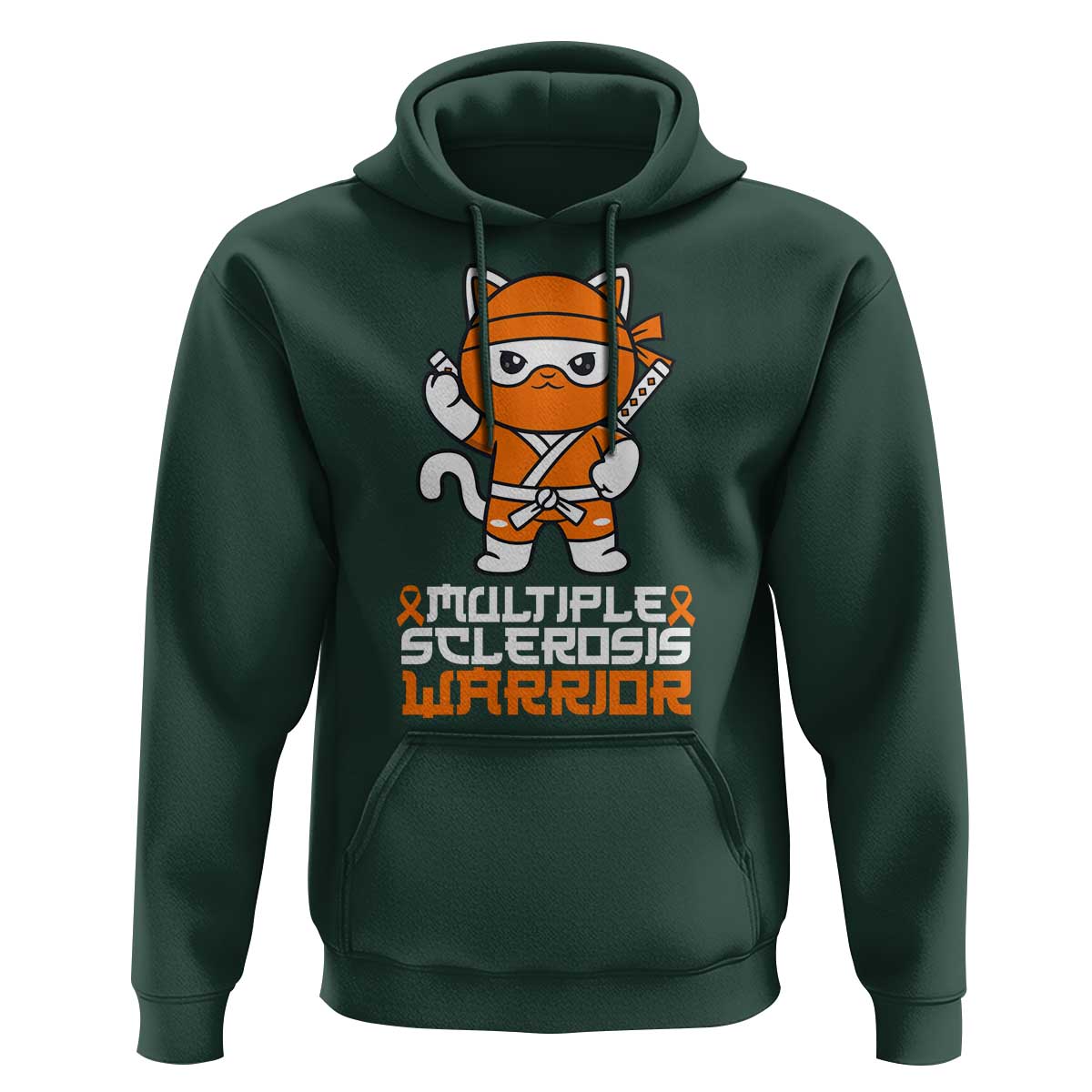 Multiple Sclerosis Warrior Hoodie Orange Ribbon MS Ninja