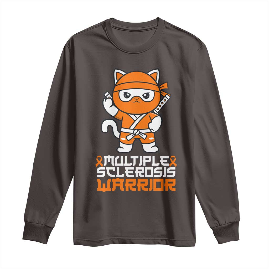 Multiple Sclerosis Warrior Long Sleeve Shirt Orange Ribbon MS Ninja