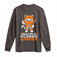 Multiple Sclerosis Warrior Long Sleeve Shirt Orange Ribbon MS Ninja