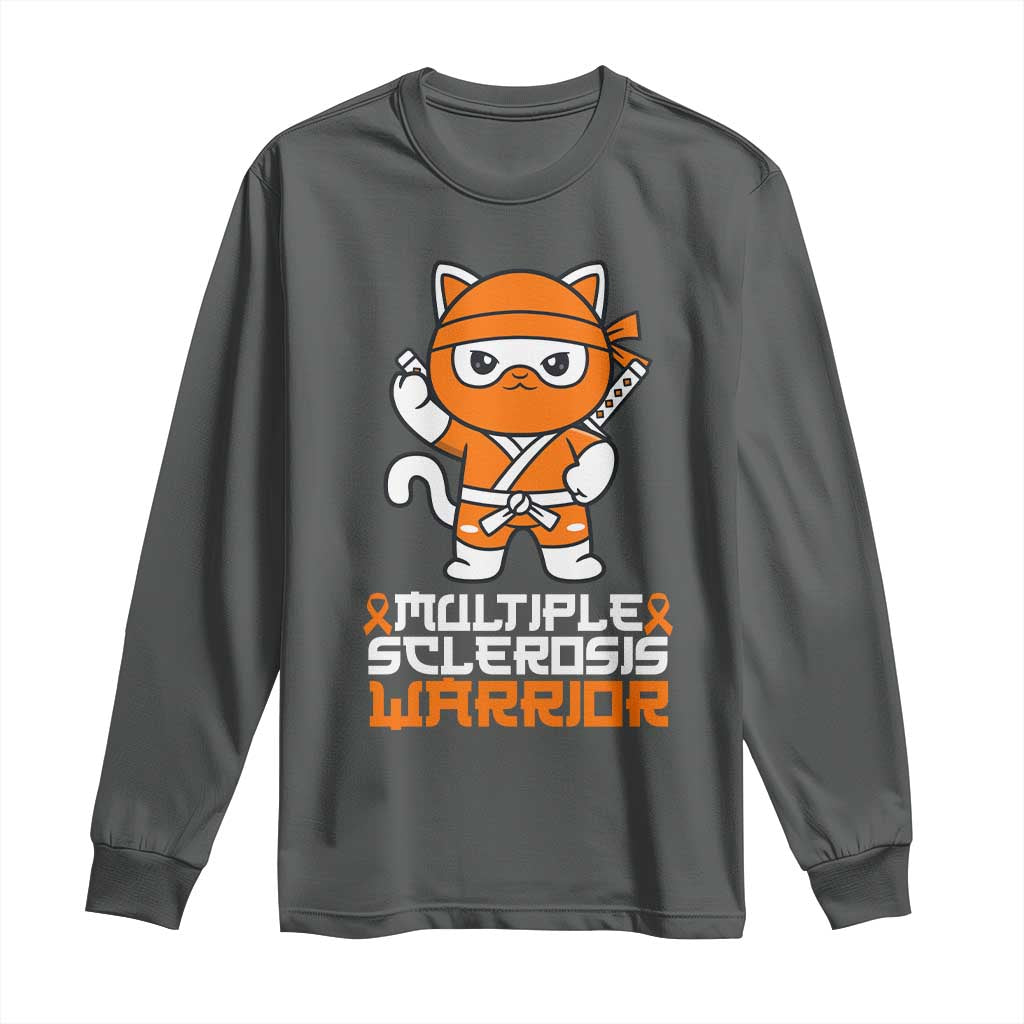 Multiple Sclerosis Warrior Long Sleeve Shirt Orange Ribbon MS Ninja