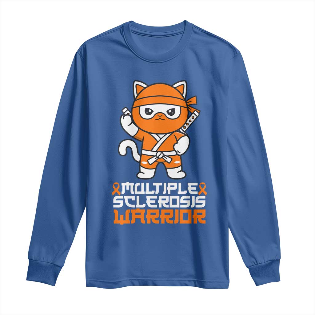 Multiple Sclerosis Warrior Long Sleeve Shirt Orange Ribbon MS Ninja