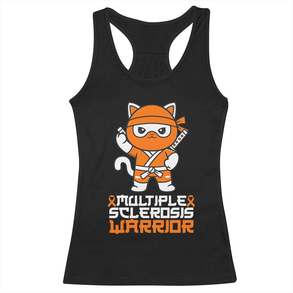 Multiple Sclerosis Warrior Racerback Tank Top Orange Ribbon MS Ninja