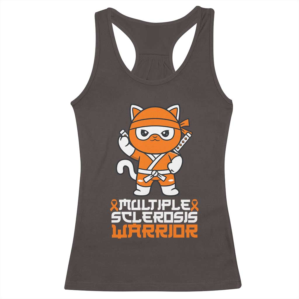 Multiple Sclerosis Warrior Racerback Tank Top Orange Ribbon MS Ninja
