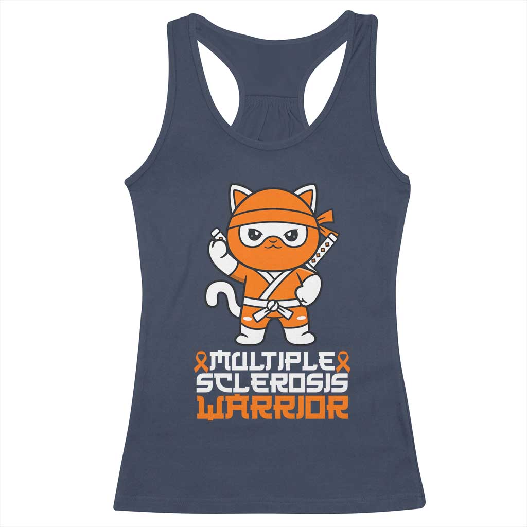 Multiple Sclerosis Warrior Racerback Tank Top Orange Ribbon MS Ninja