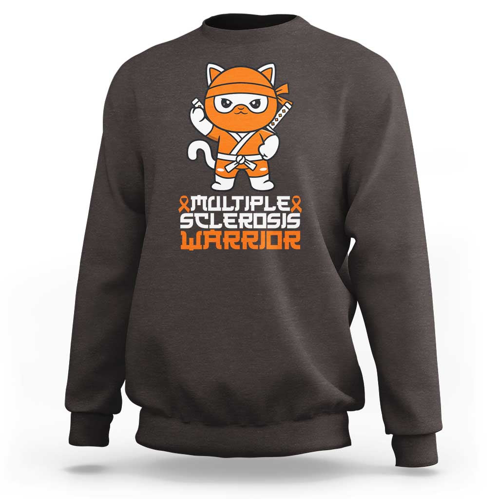Multiple Sclerosis Warrior Sweatshirt Orange Ribbon MS Ninja