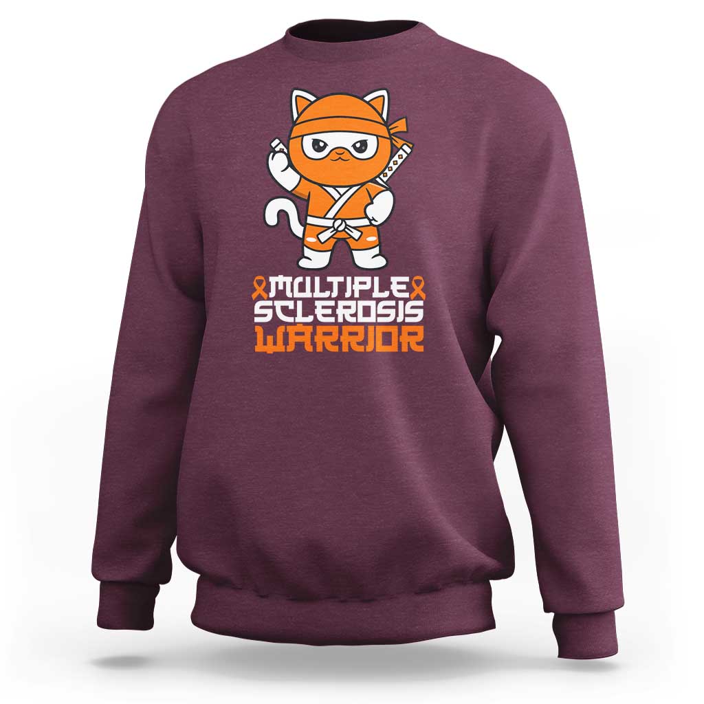 Multiple Sclerosis Warrior Sweatshirt Orange Ribbon MS Ninja