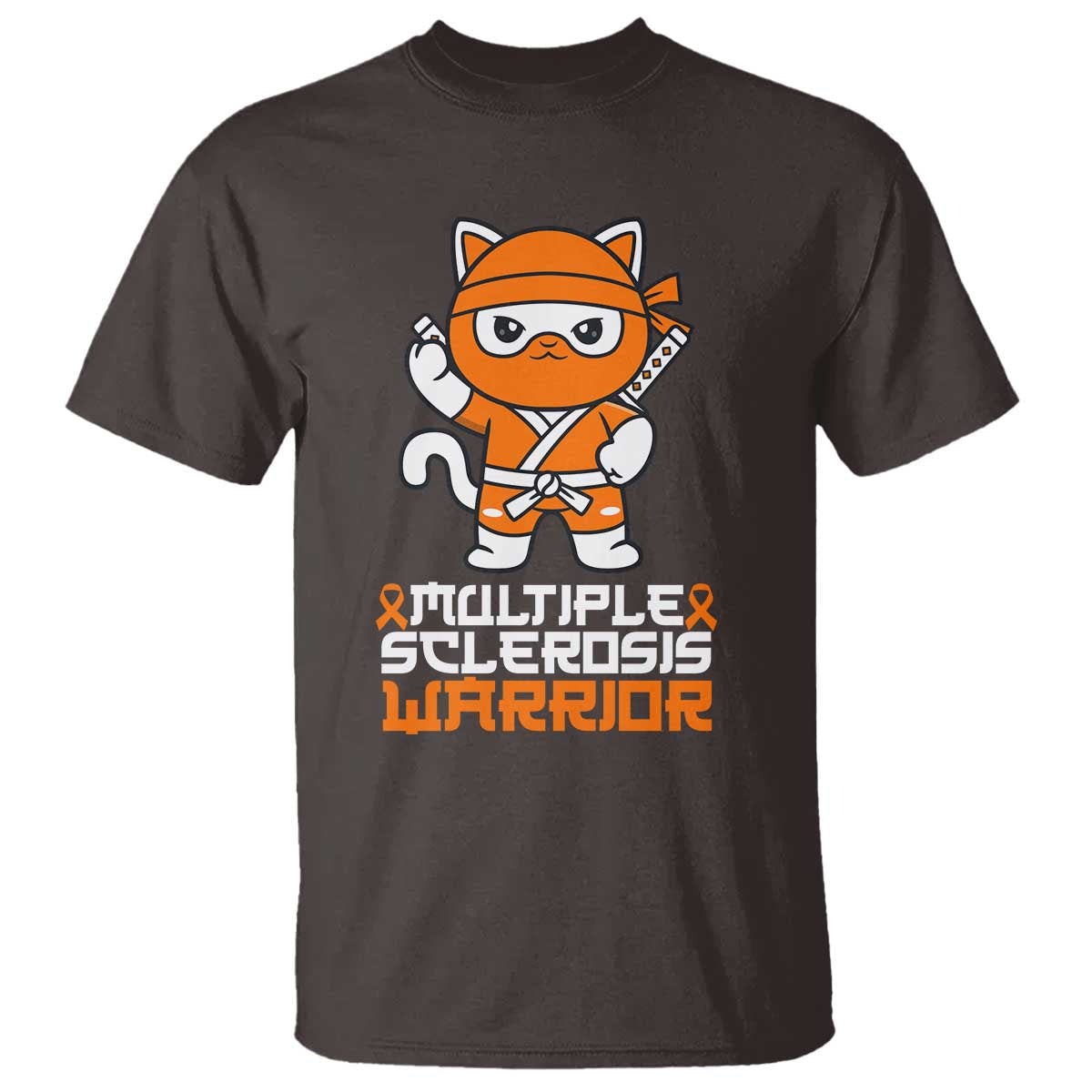 Multiple Sclerosis Warrior T Shirt Orange Ribbon MS Ninja