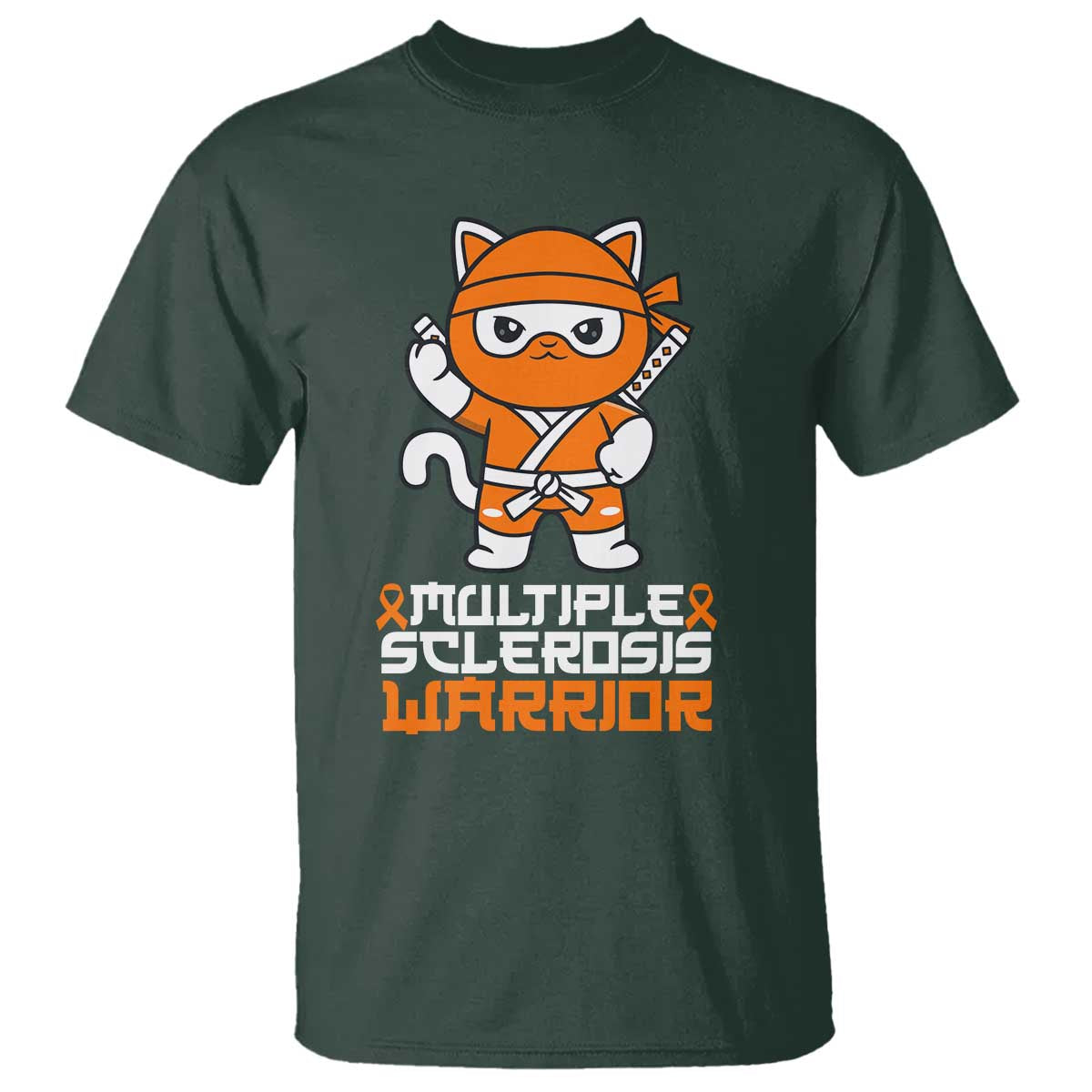 Multiple Sclerosis Warrior T Shirt Orange Ribbon MS Ninja