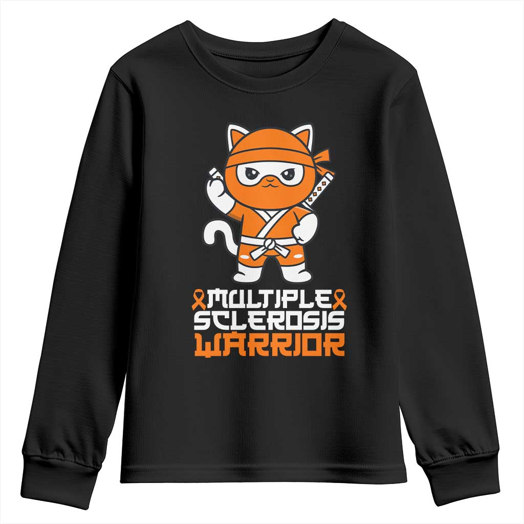 Multiple Sclerosis Warrior Youth Sweatshirt Orange Ribbon MS Ninja