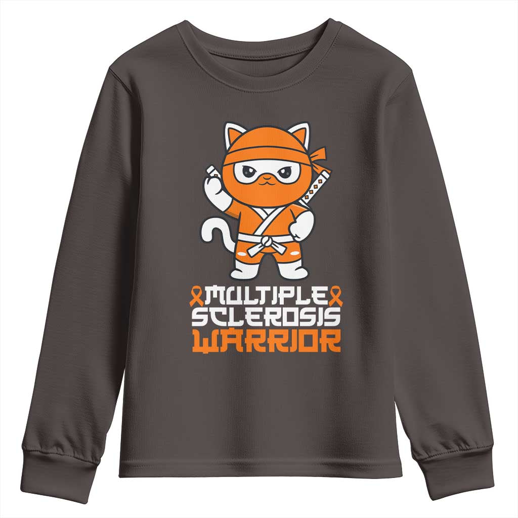 Multiple Sclerosis Warrior Youth Sweatshirt Orange Ribbon MS Ninja