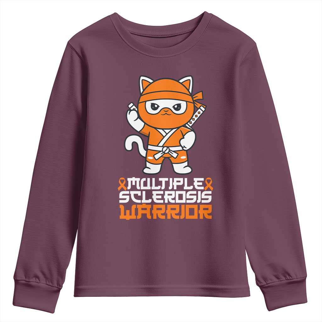Multiple Sclerosis Warrior Youth Sweatshirt Orange Ribbon MS Ninja