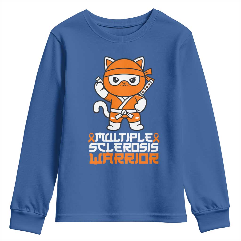 Multiple Sclerosis Warrior Youth Sweatshirt Orange Ribbon MS Ninja