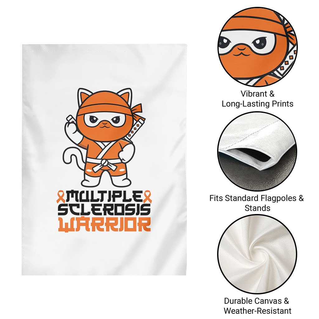 Multiple Sclerosis Awareness Garden Flag Orange Ribbon MS Warrior Ninja - Wonder Print Shop