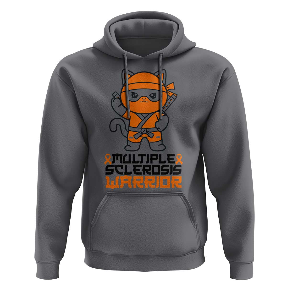 Multiple Sclerosis Awareness Hoodie Orange Ribbon MS Warrior Ninja