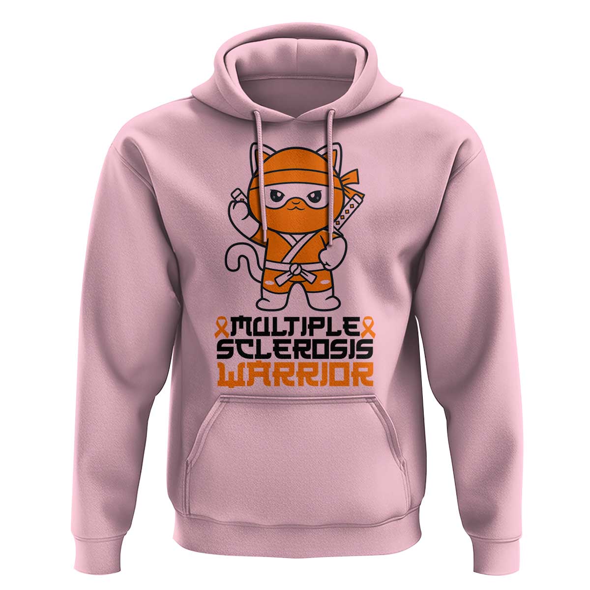 Multiple Sclerosis Awareness Hoodie Orange Ribbon MS Warrior Ninja