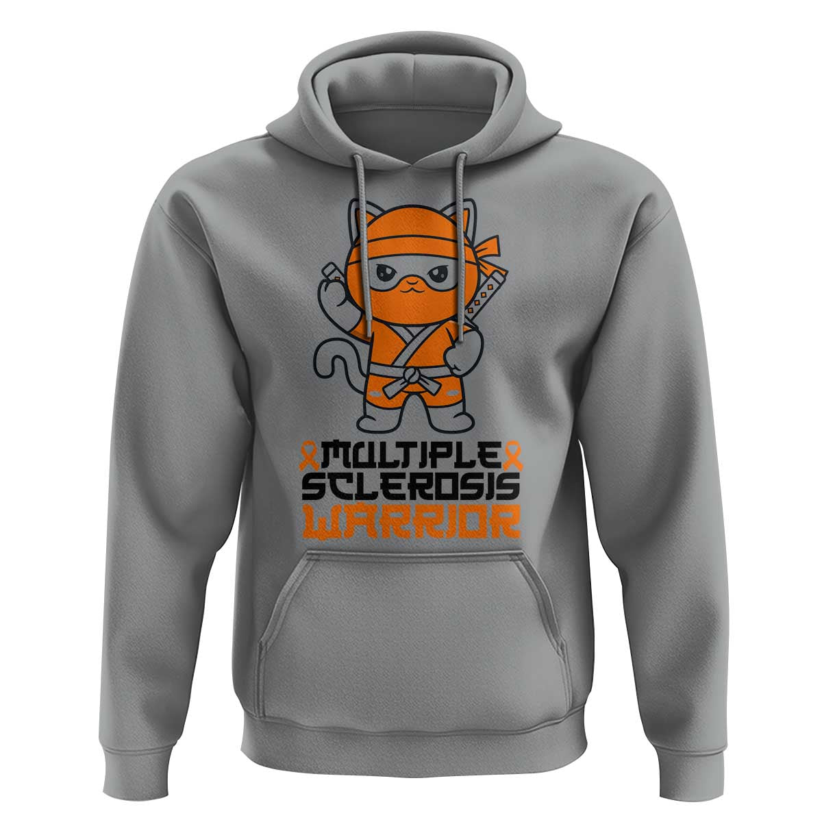 Multiple Sclerosis Awareness Hoodie Orange Ribbon MS Warrior Ninja