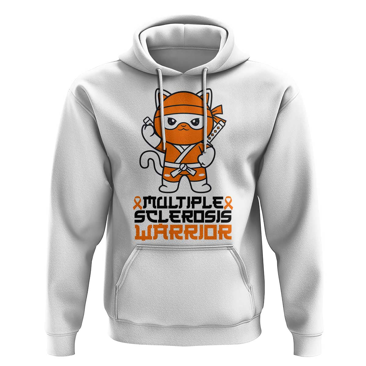 Multiple Sclerosis Awareness Hoodie Orange Ribbon MS Warrior Ninja