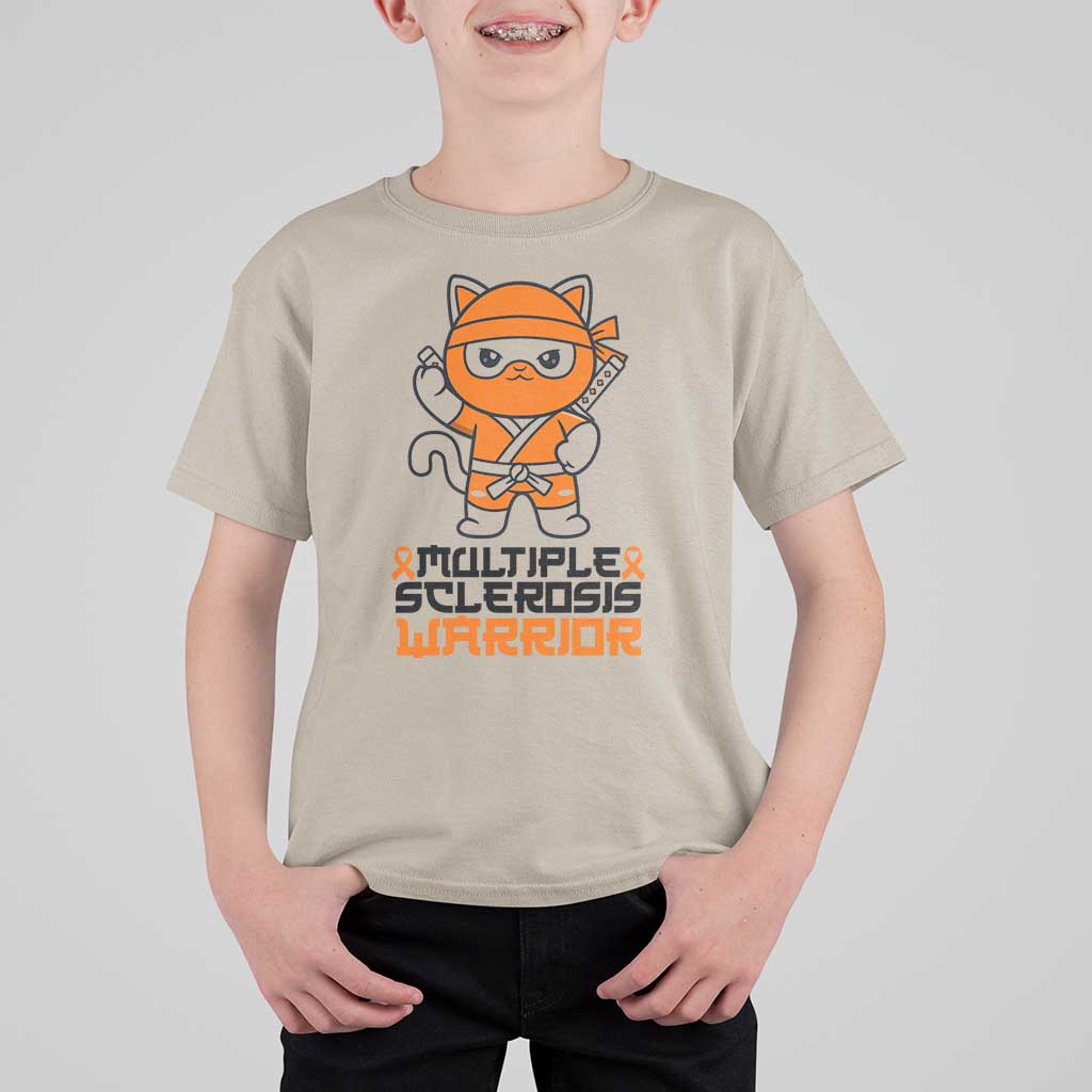Multiple Sclerosis Awareness T Shirt For Kid Orange Ribbon MS Warrior Ninja