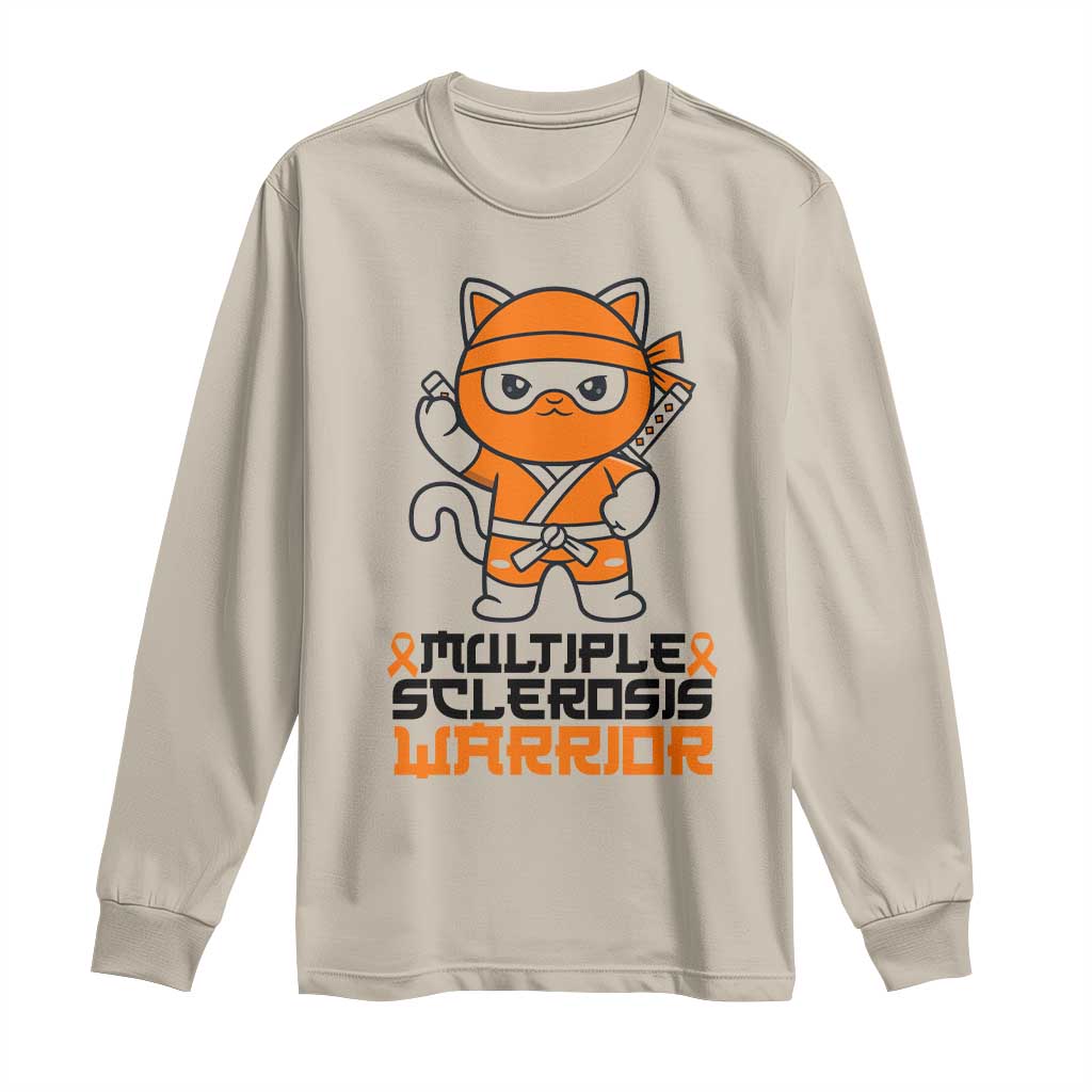 Multiple Sclerosis Awareness Long Sleeve Shirt Orange Ribbon MS Warrior Ninja