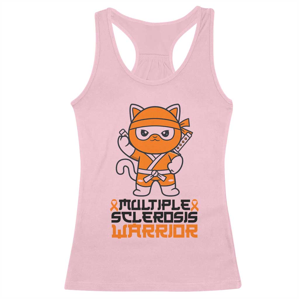 Multiple Sclerosis Awareness Racerback Tank Top Orange Ribbon MS Warrior Ninja