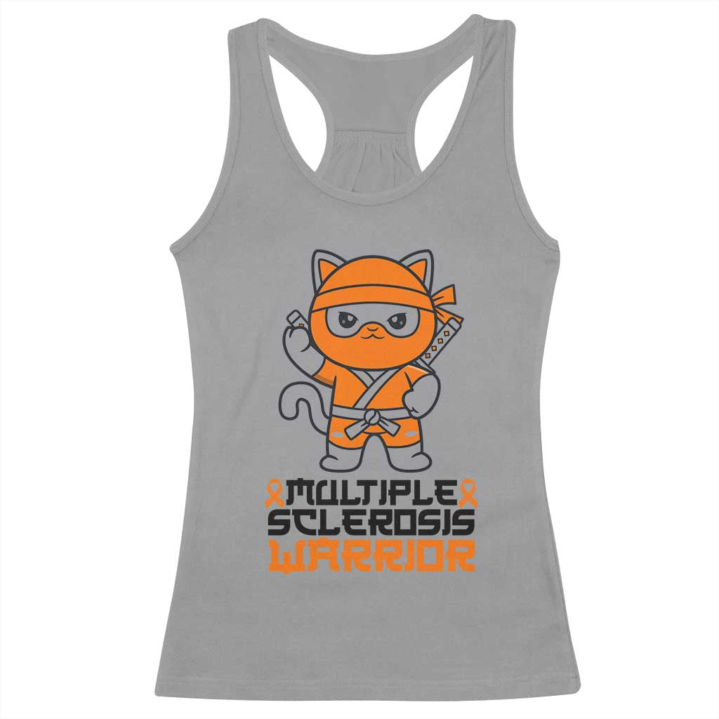 Multiple Sclerosis Awareness Racerback Tank Top Orange Ribbon MS Warrior Ninja