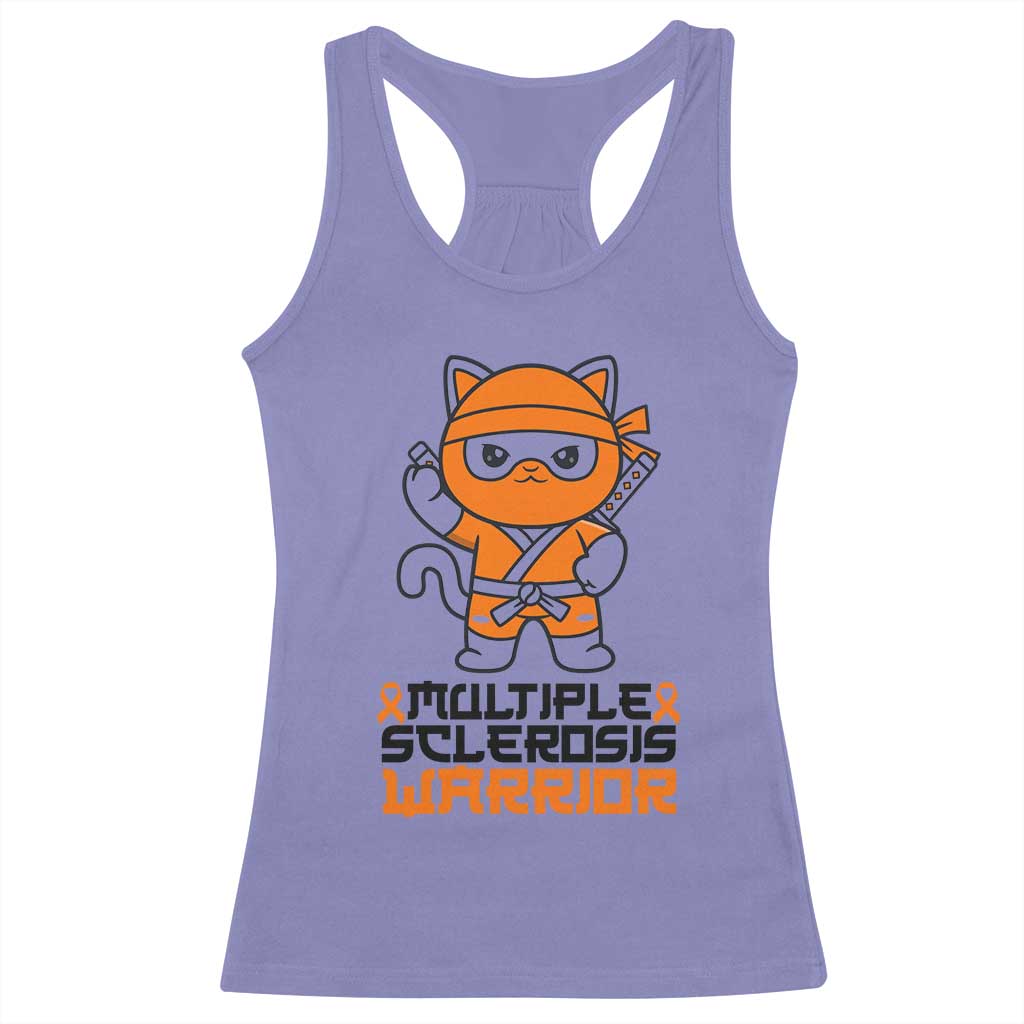 Multiple Sclerosis Awareness Racerback Tank Top Orange Ribbon MS Warrior Ninja