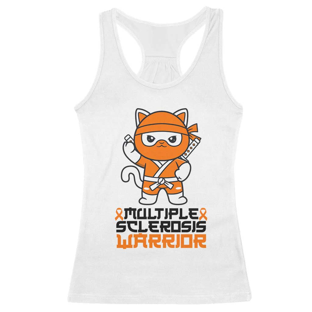 Multiple Sclerosis Awareness Racerback Tank Top Orange Ribbon MS Warrior Ninja