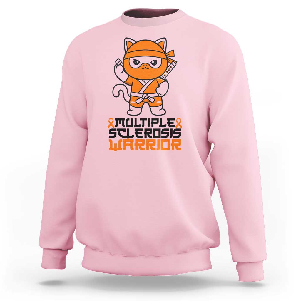 Multiple Sclerosis Awareness Sweatshirt Orange Ribbon MS Warrior Ninja