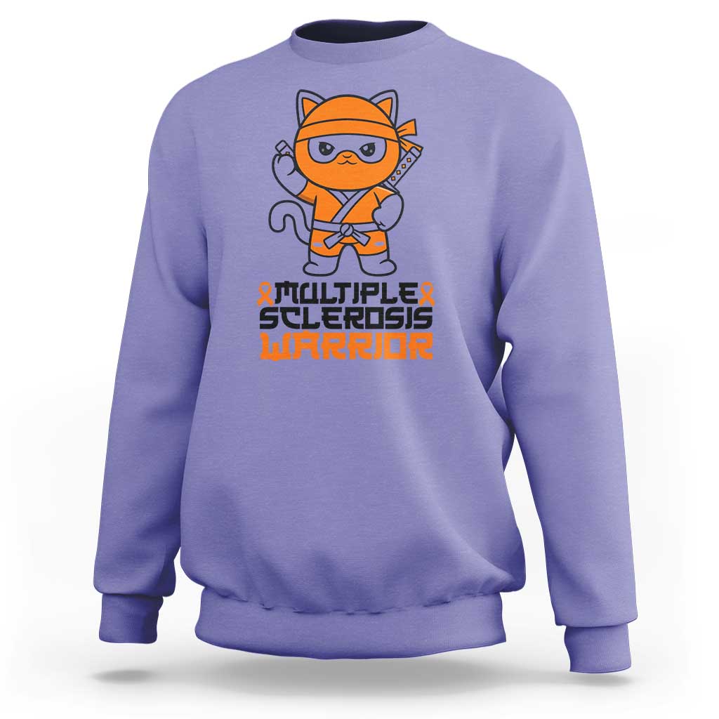 Multiple Sclerosis Awareness Sweatshirt Orange Ribbon MS Warrior Ninja