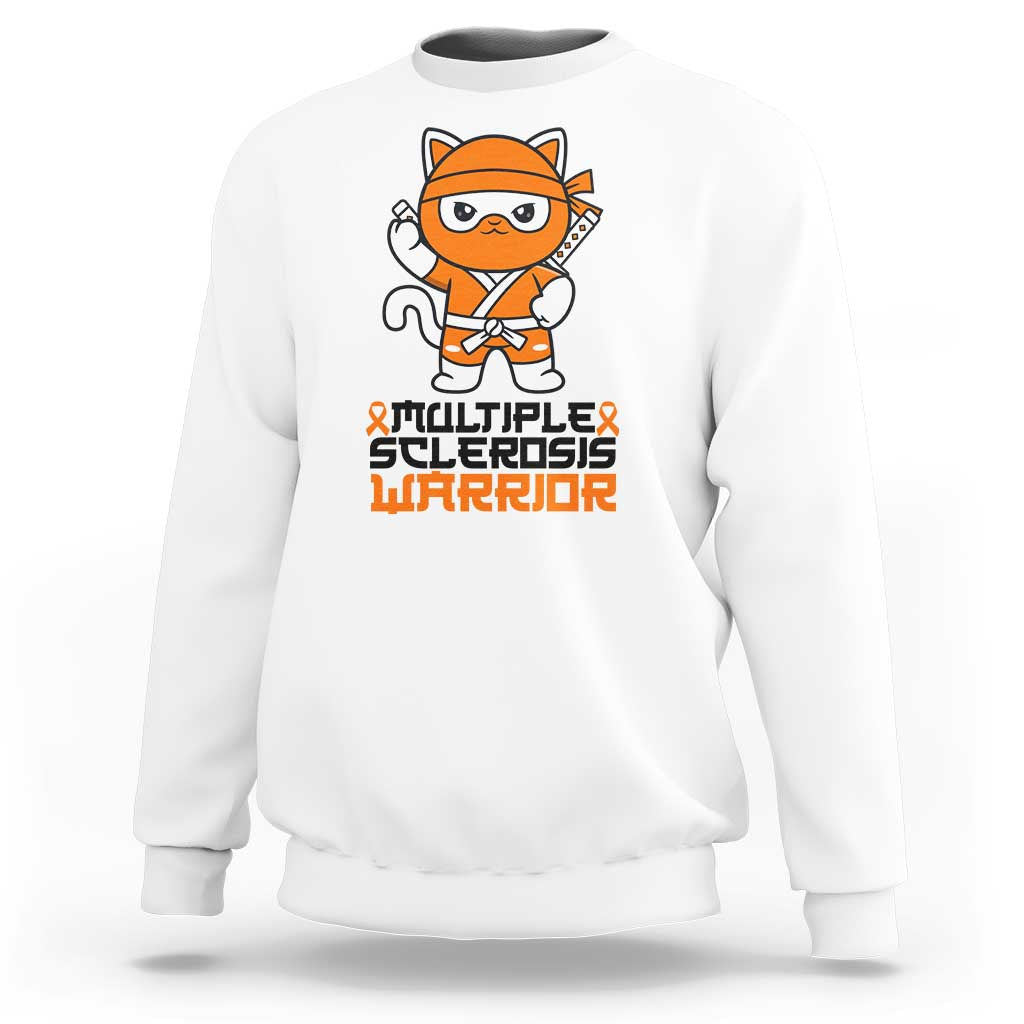 Multiple Sclerosis Awareness Sweatshirt Orange Ribbon MS Warrior Ninja