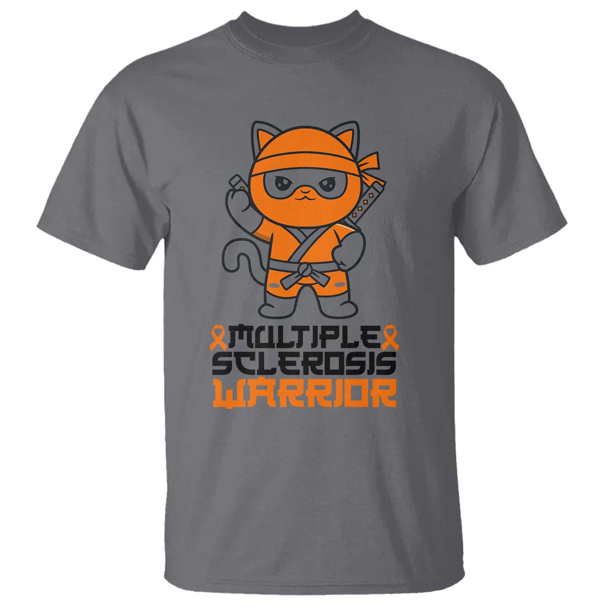 Multiple Sclerosis Awareness T Shirt Orange Ribbon MS Warrior Ninja