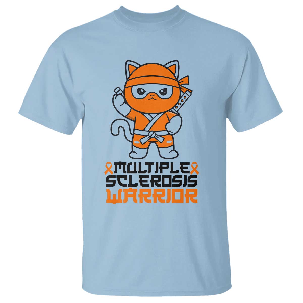 Multiple Sclerosis Awareness T Shirt Orange Ribbon MS Warrior Ninja