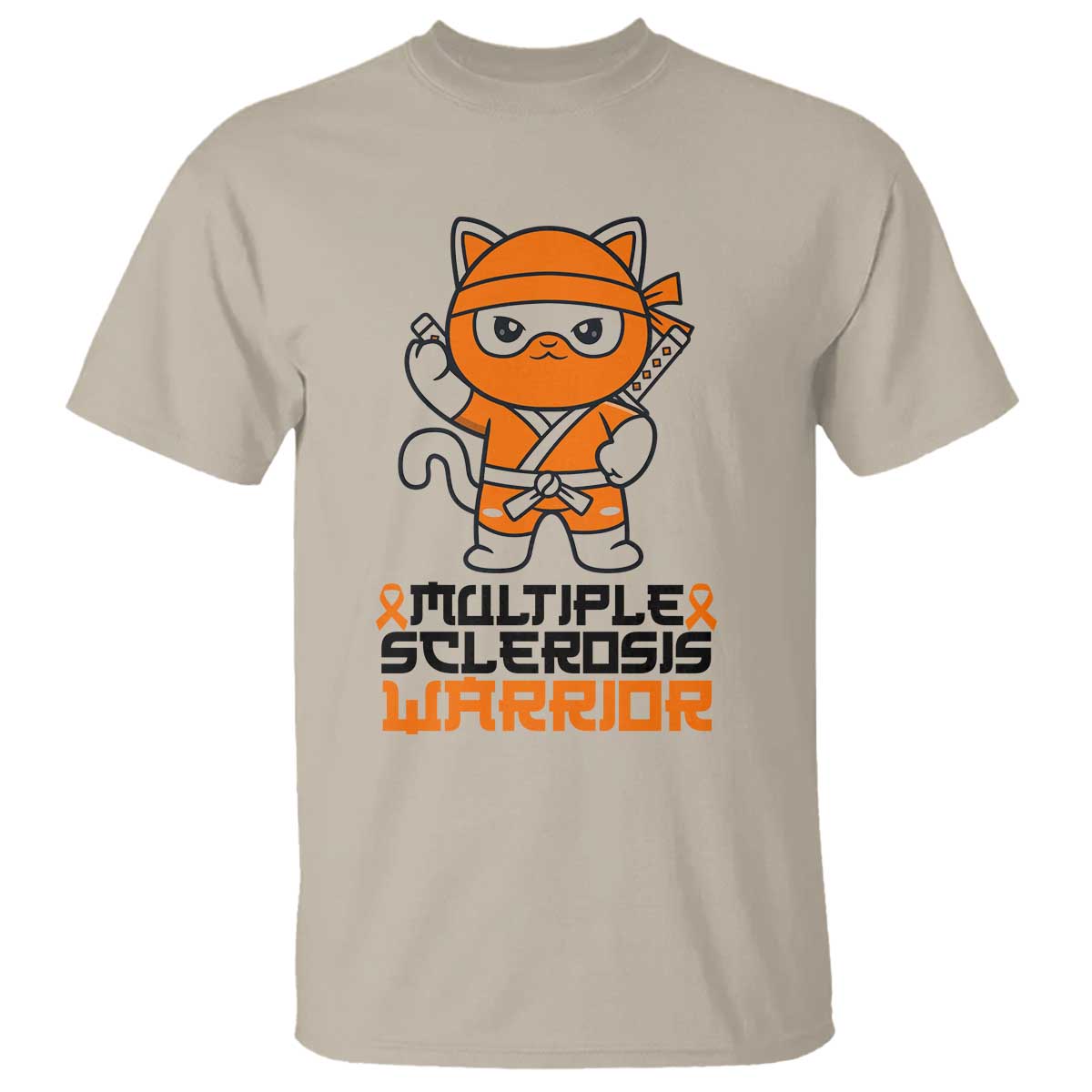 Multiple Sclerosis Awareness T Shirt Orange Ribbon MS Warrior Ninja
