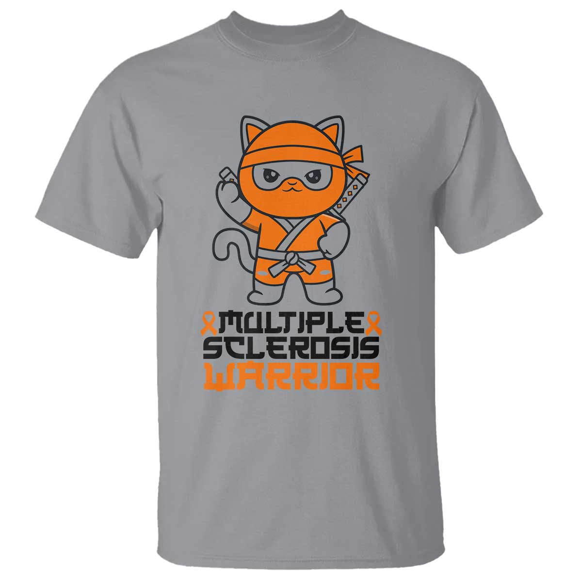 Multiple Sclerosis Awareness T Shirt Orange Ribbon MS Warrior Ninja
