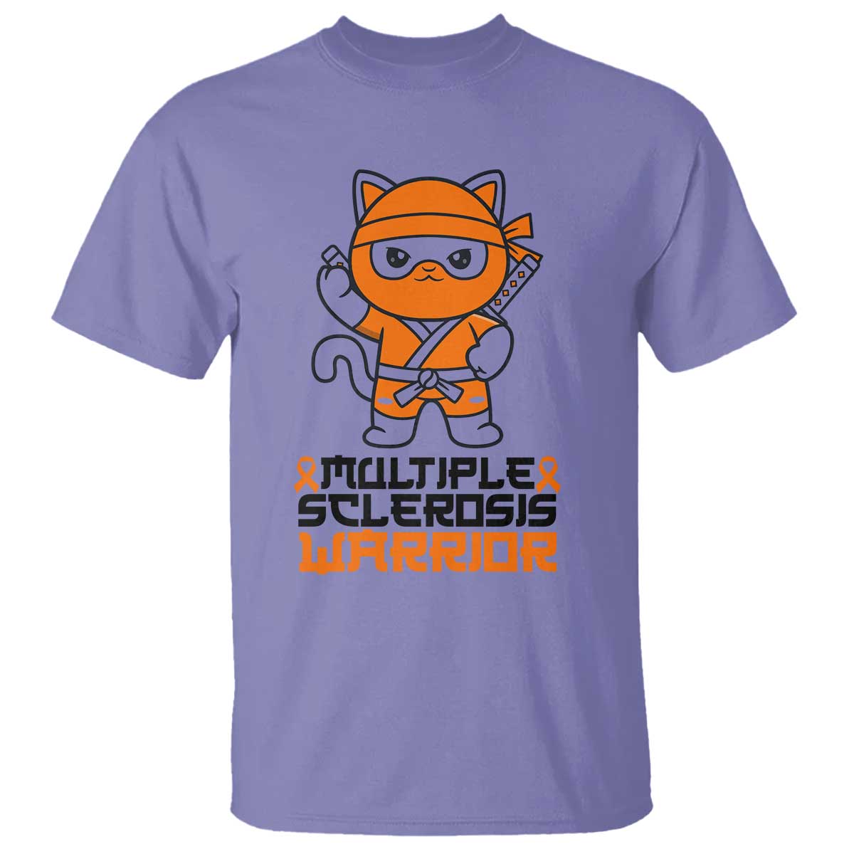 Multiple Sclerosis Awareness T Shirt Orange Ribbon MS Warrior Ninja