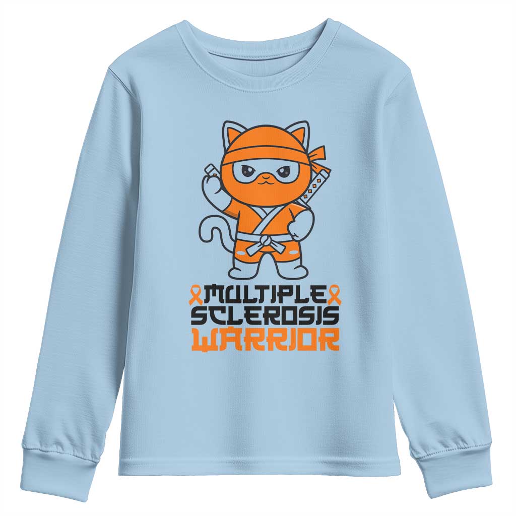 Multiple Sclerosis Awareness Youth Sweatshirt Orange Ribbon MS Warrior Ninja