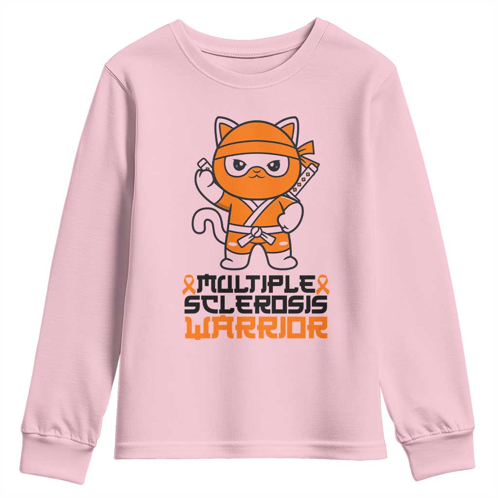 Multiple Sclerosis Awareness Youth Sweatshirt Orange Ribbon MS Warrior Ninja