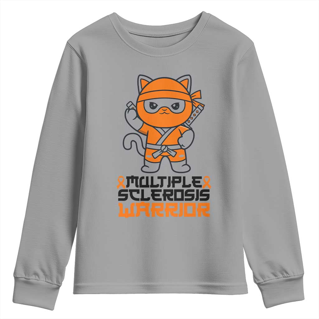 Multiple Sclerosis Awareness Youth Sweatshirt Orange Ribbon MS Warrior Ninja