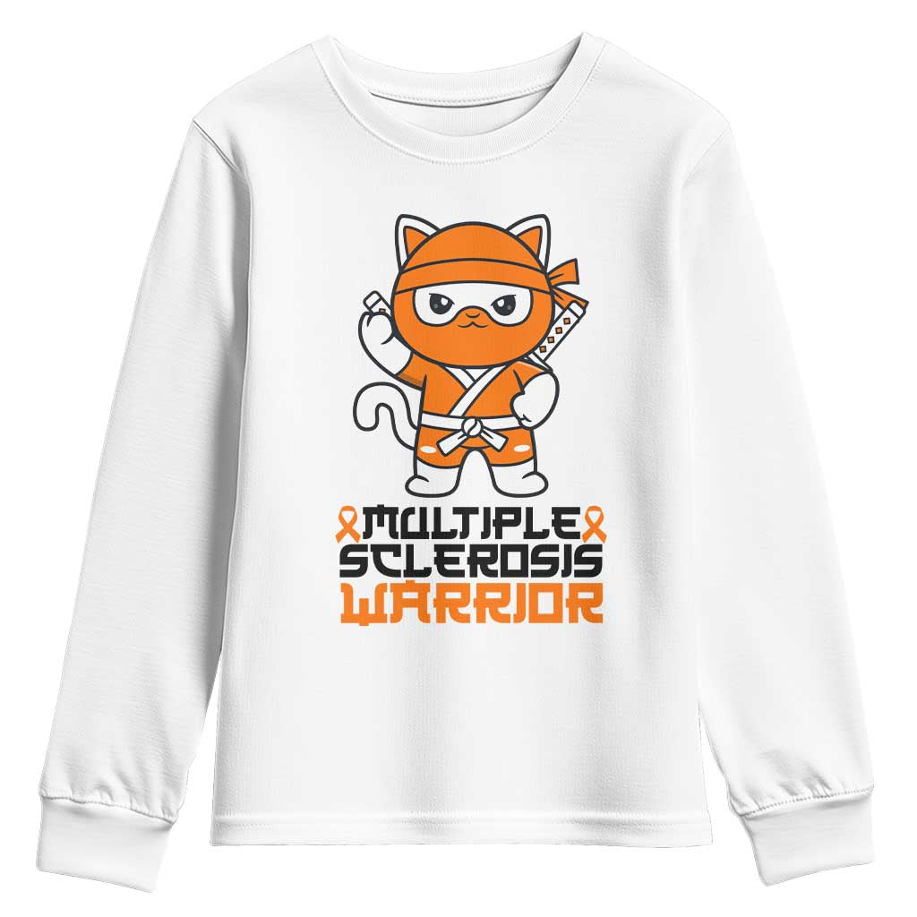 Multiple Sclerosis Awareness Youth Sweatshirt Orange Ribbon MS Warrior Ninja