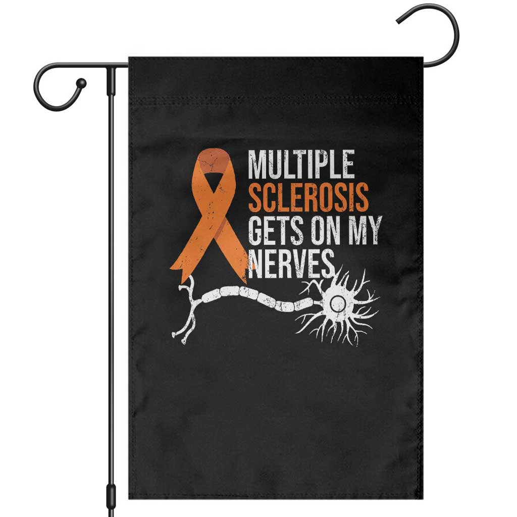 Multiple Sclerosis Awareness Garden Flag Orange Ribbon MS Gets On My Nerves - Wonder Print Shop