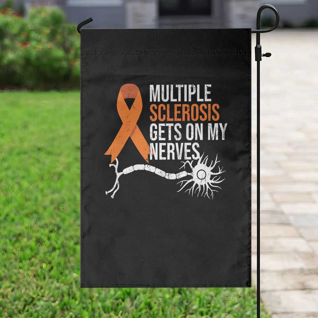 Multiple Sclerosis Awareness Garden Flag Orange Ribbon MS Gets On My Nerves - Wonder Print Shop