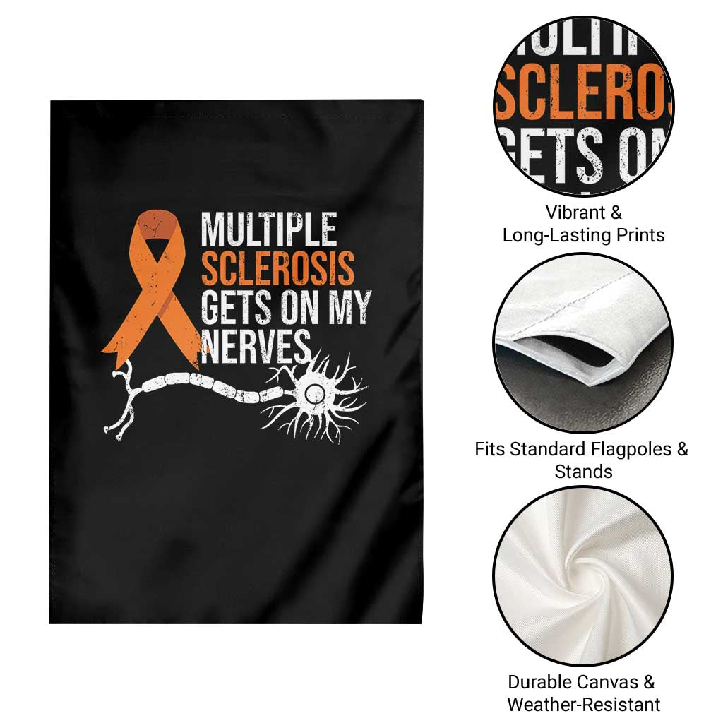 Multiple Sclerosis Awareness Garden Flag Orange Ribbon MS Gets On My Nerves - Wonder Print Shop