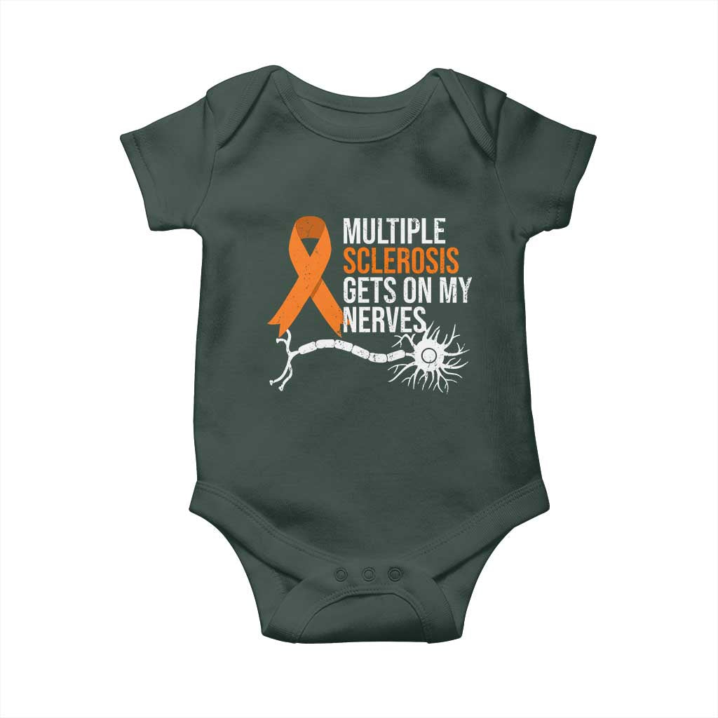 Multiple Sclerosis Awareness Baby Onesie Orange Ribbon MS Gets On My Nerves