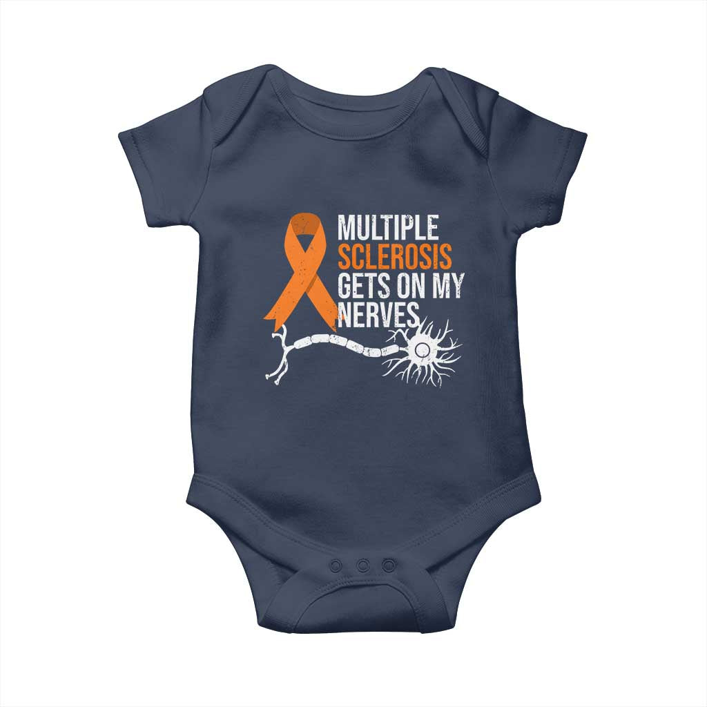 Multiple Sclerosis Awareness Baby Onesie Orange Ribbon MS Gets On My Nerves